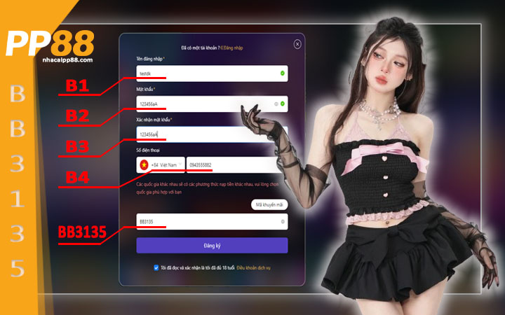 Hướng dẫn đăng ký PP88