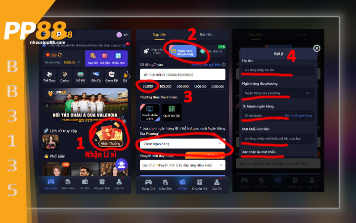 Hướng dẫn xác thực tài khoản ngân hàng tại PP88